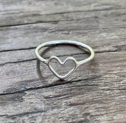 Open Heart Ring, Sterling Silver Heart Ring