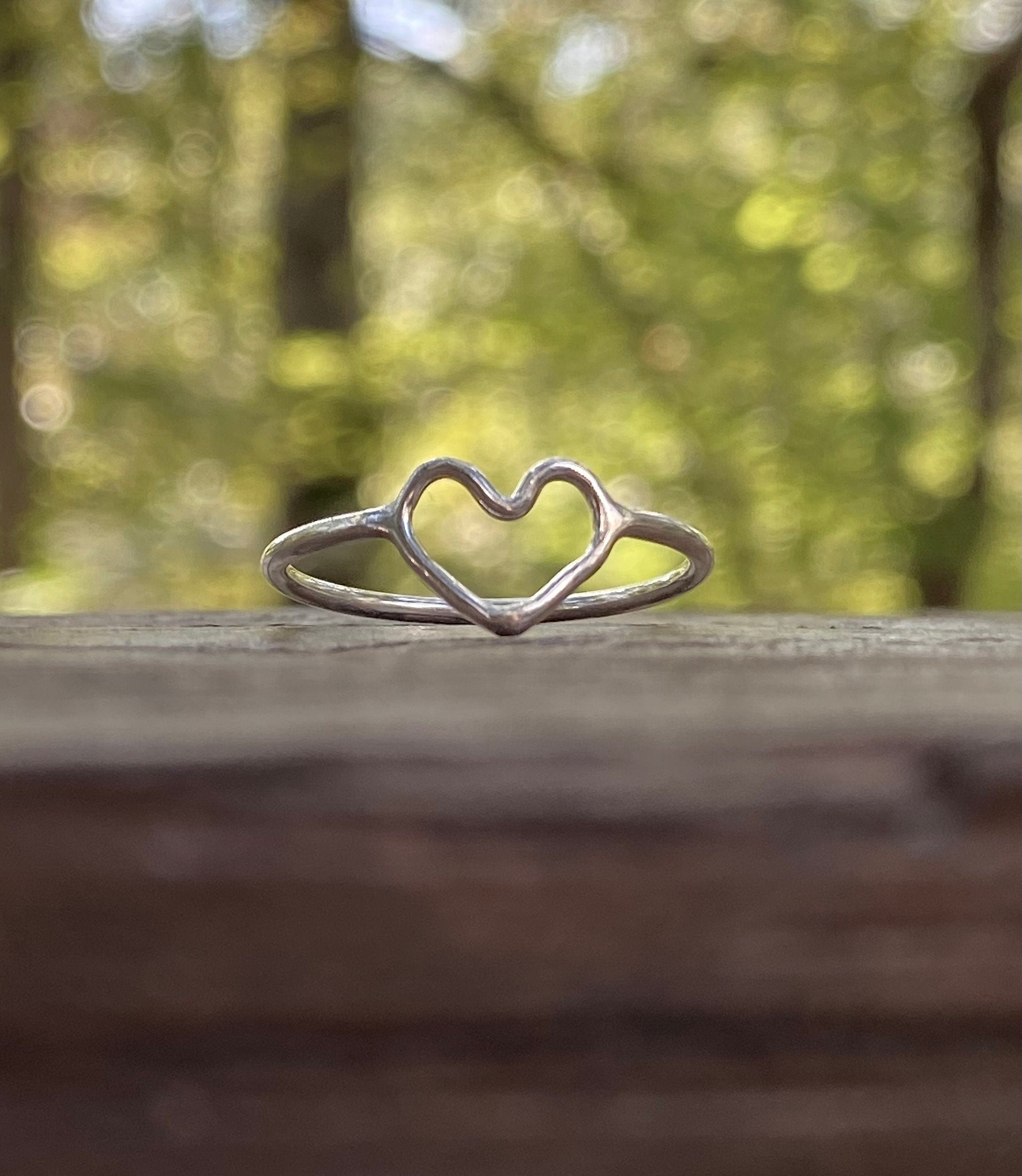 Open Heart Ring, Sterling Silver Heart Ring
