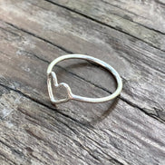 Open Heart Ring, Sterling Silver Heart Ring