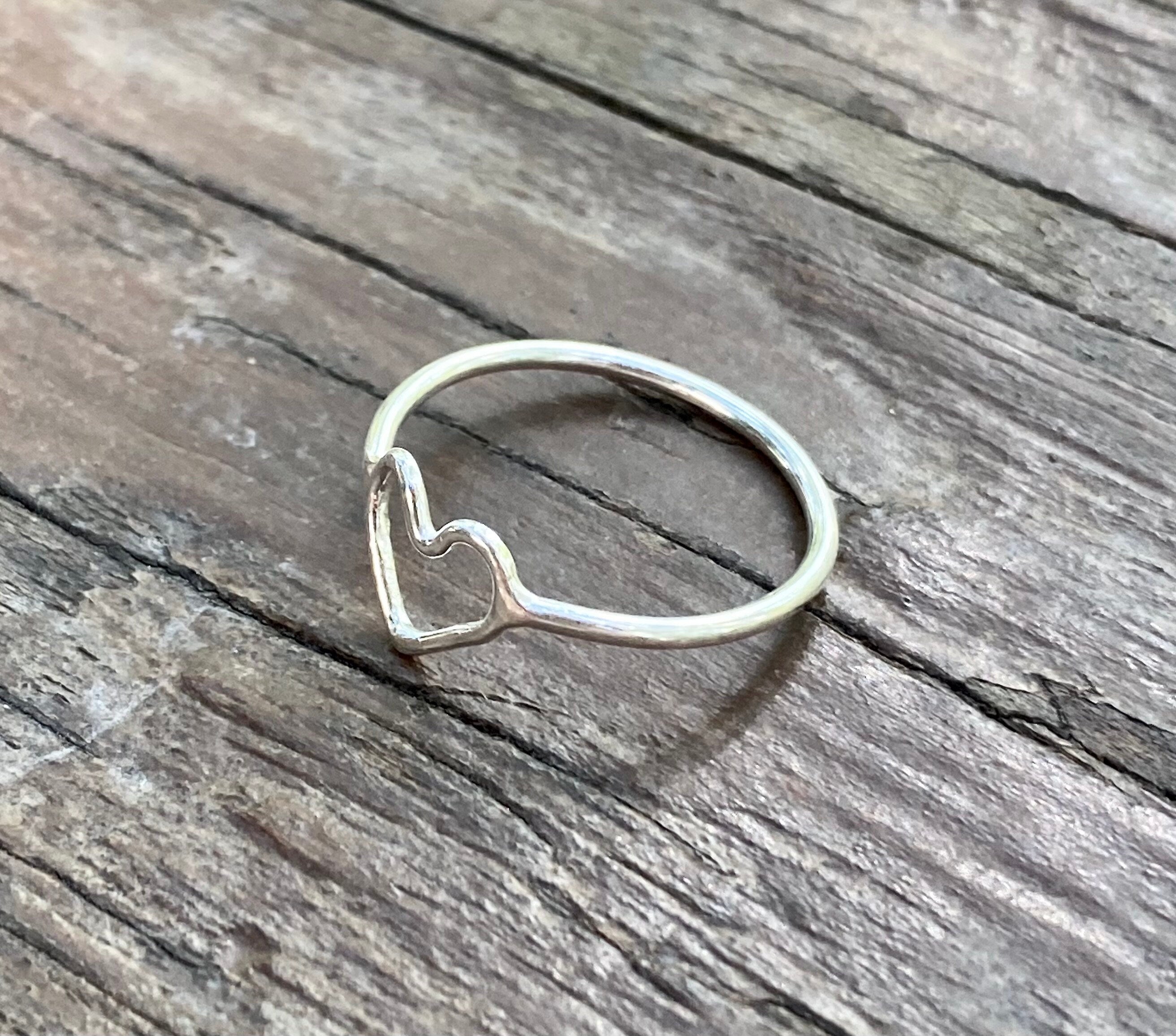 Open Heart Ring, Sterling Silver Heart Ring