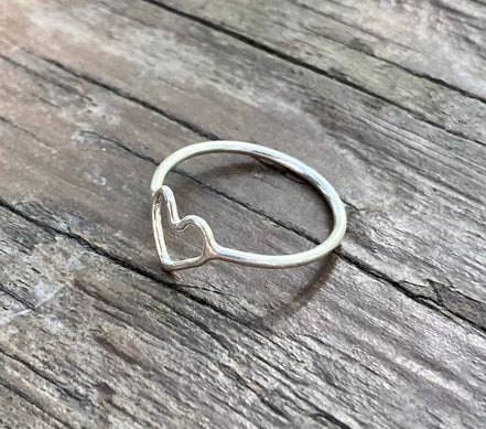 Open Heart Ring, Sterling Silver Heart Ring