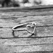 Open Heart Ring, Sterling Silver Heart Ring