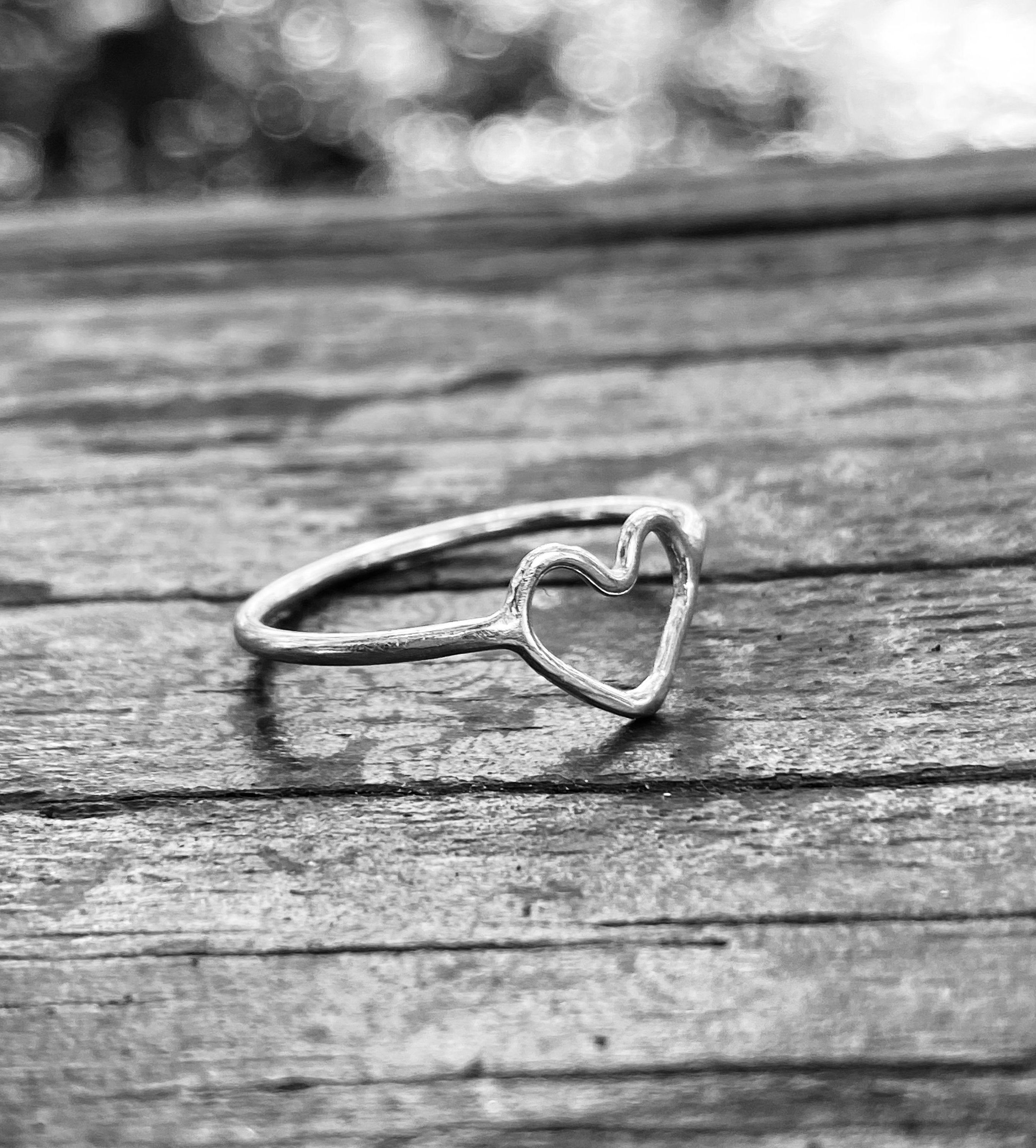 Open Heart Ring, Sterling Silver Heart Ring