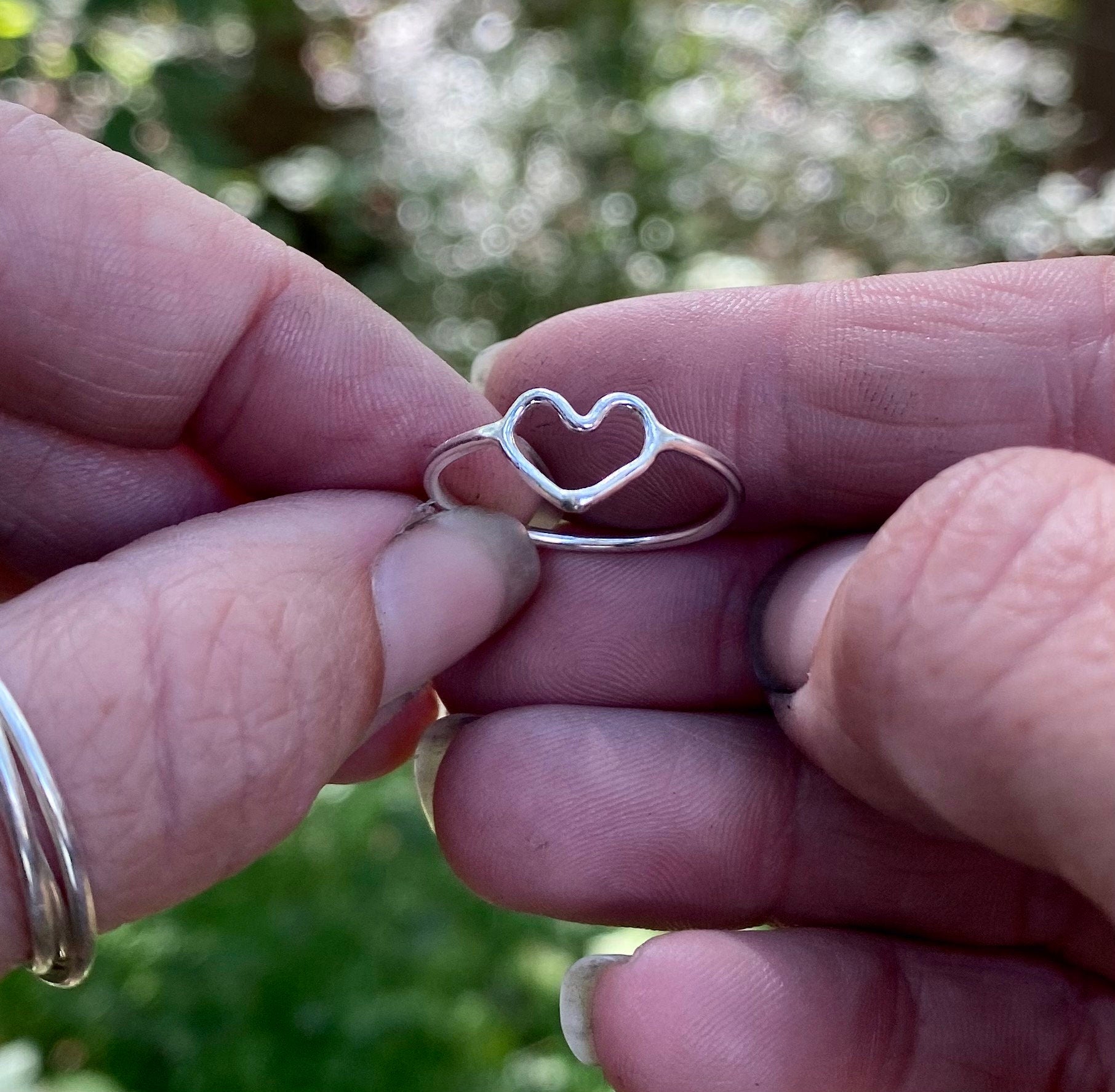Open Heart Ring, Sterling Silver Heart Ring