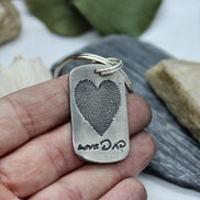 Heart Shaped Fingerprint Keychain with Handwriting