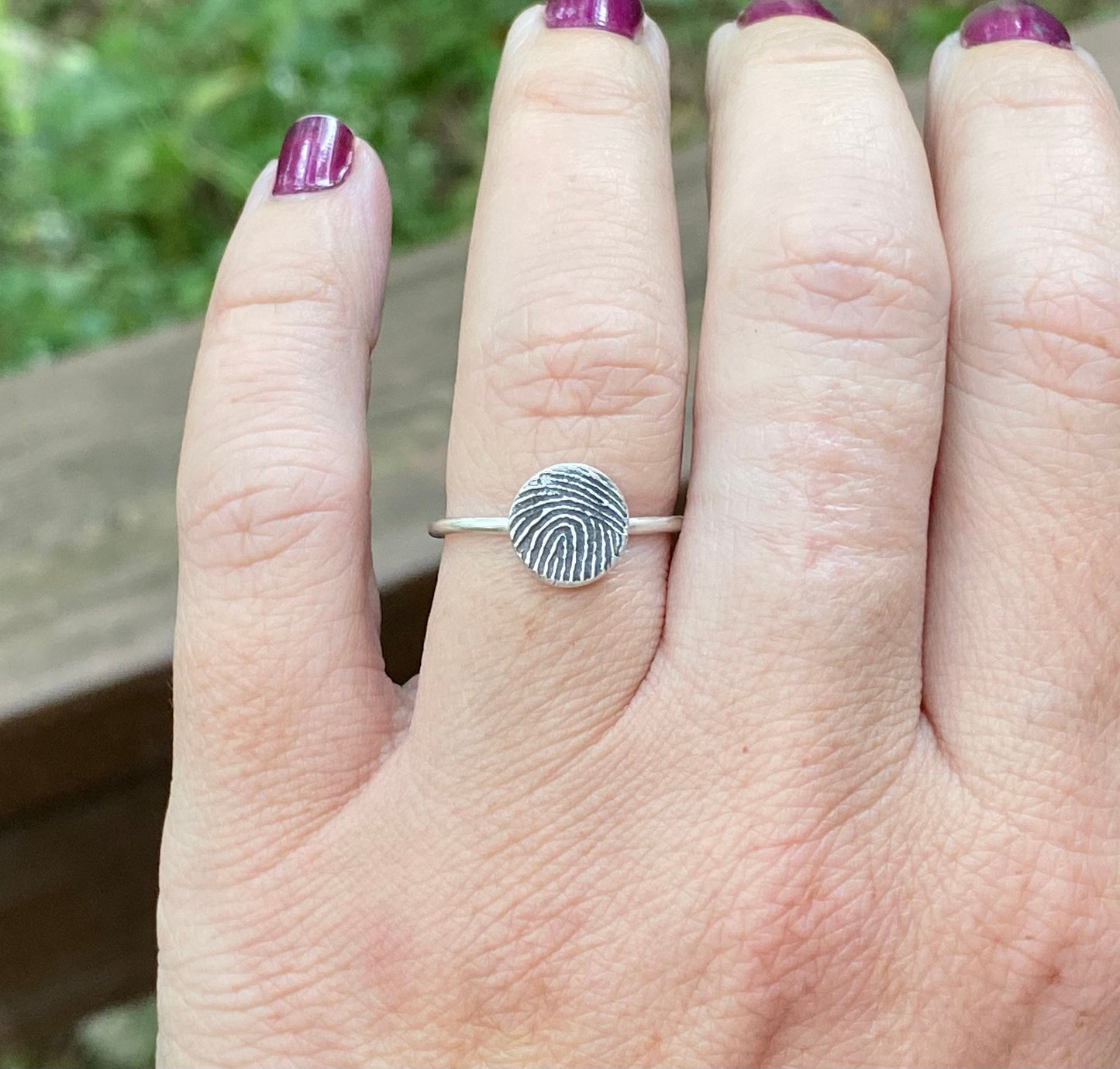 Small Fingerprint Ring in Solid Sterling Silver