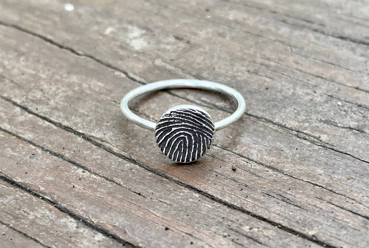 Small Fingerprint Ring in Solid Sterling Silver