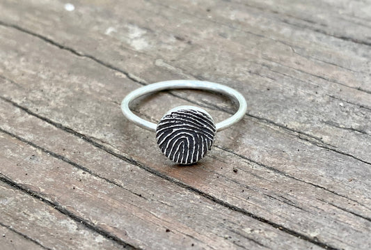 Small Fingerprint Ring in Solid Sterling Silver