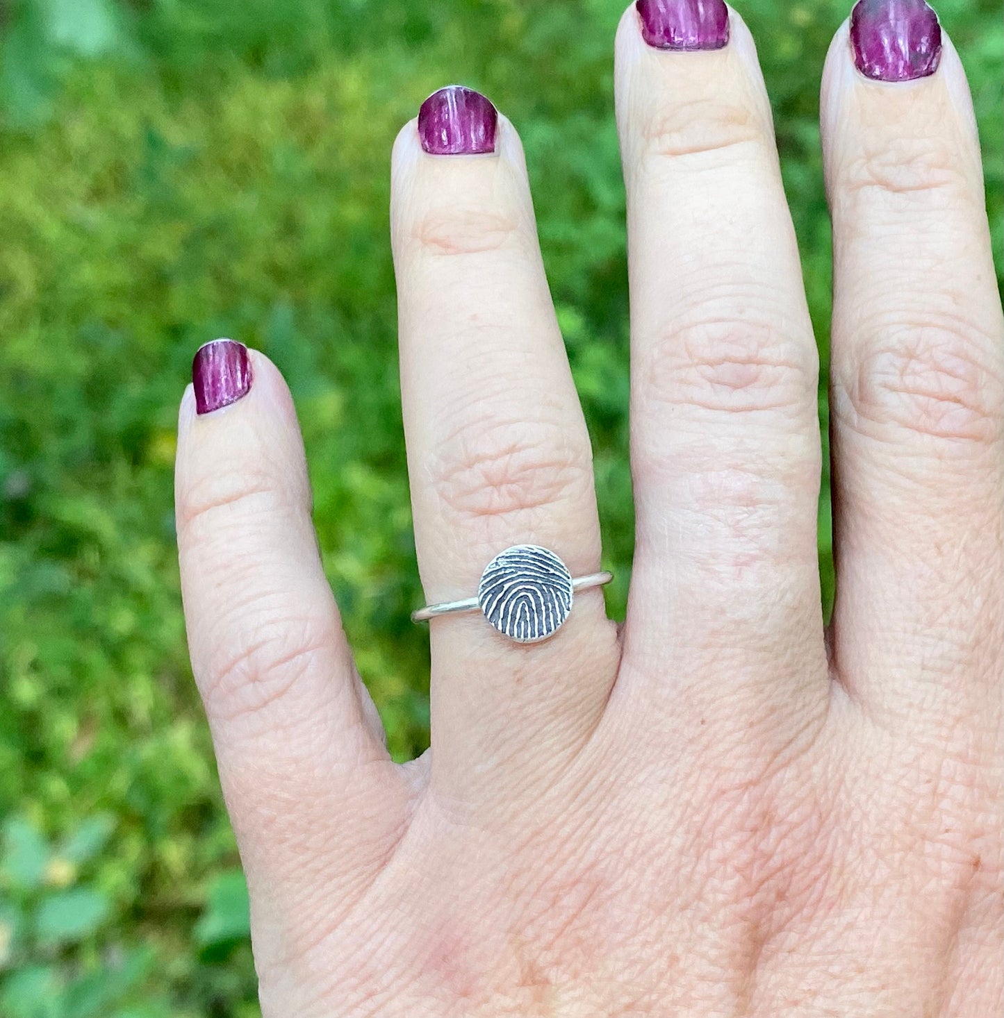 Small Fingerprint Ring in Solid Sterling Silver