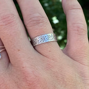 Textured Sterling Silver Wide Ring Band