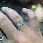 Textured Sterling Silver Wide Ring Band