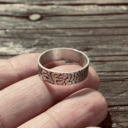 Textured Sterling Silver Wide Ring Band