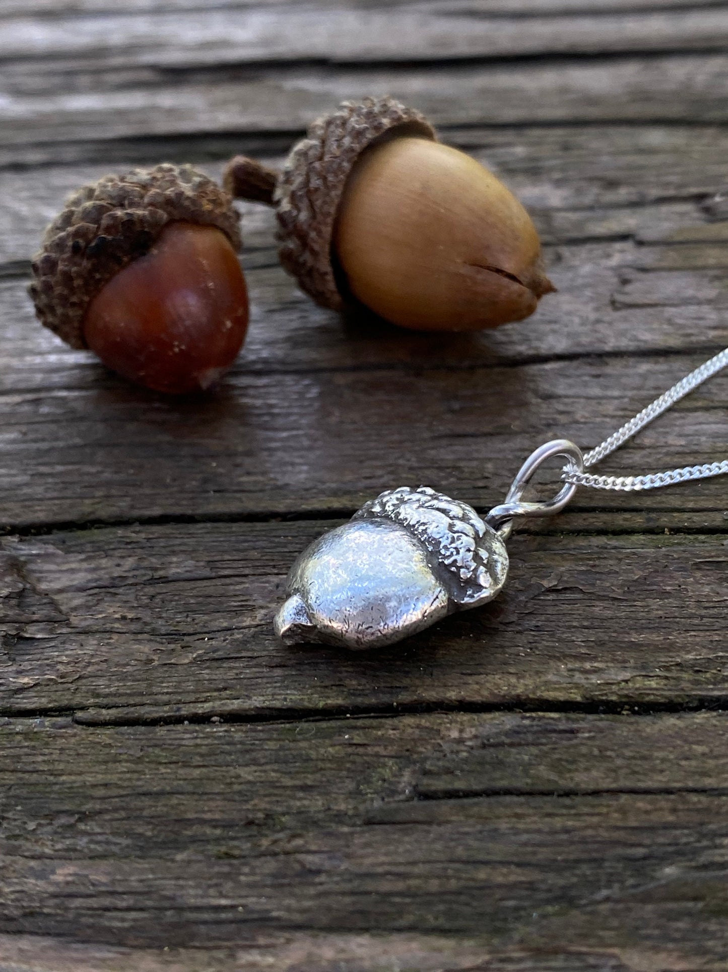 Acorn Necklace in Solid Sterling Silver