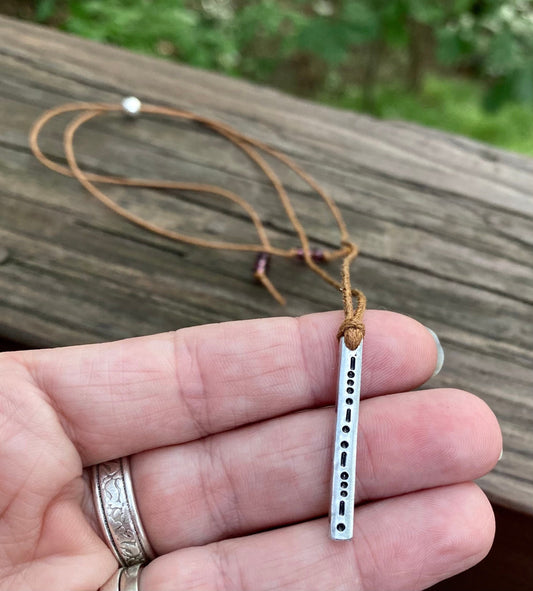 Brave in Morse Code, Adjustable and lightweight Necklace