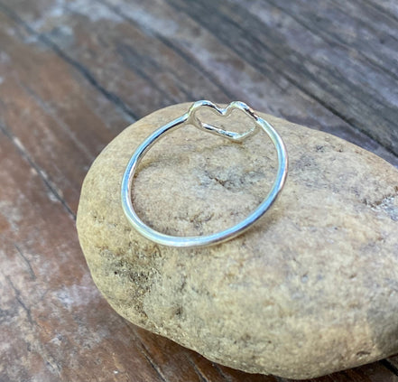 Open Heart Ring, Sterling Silver Heart Ring