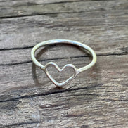 Open Heart Ring, Sterling Silver Heart Ring