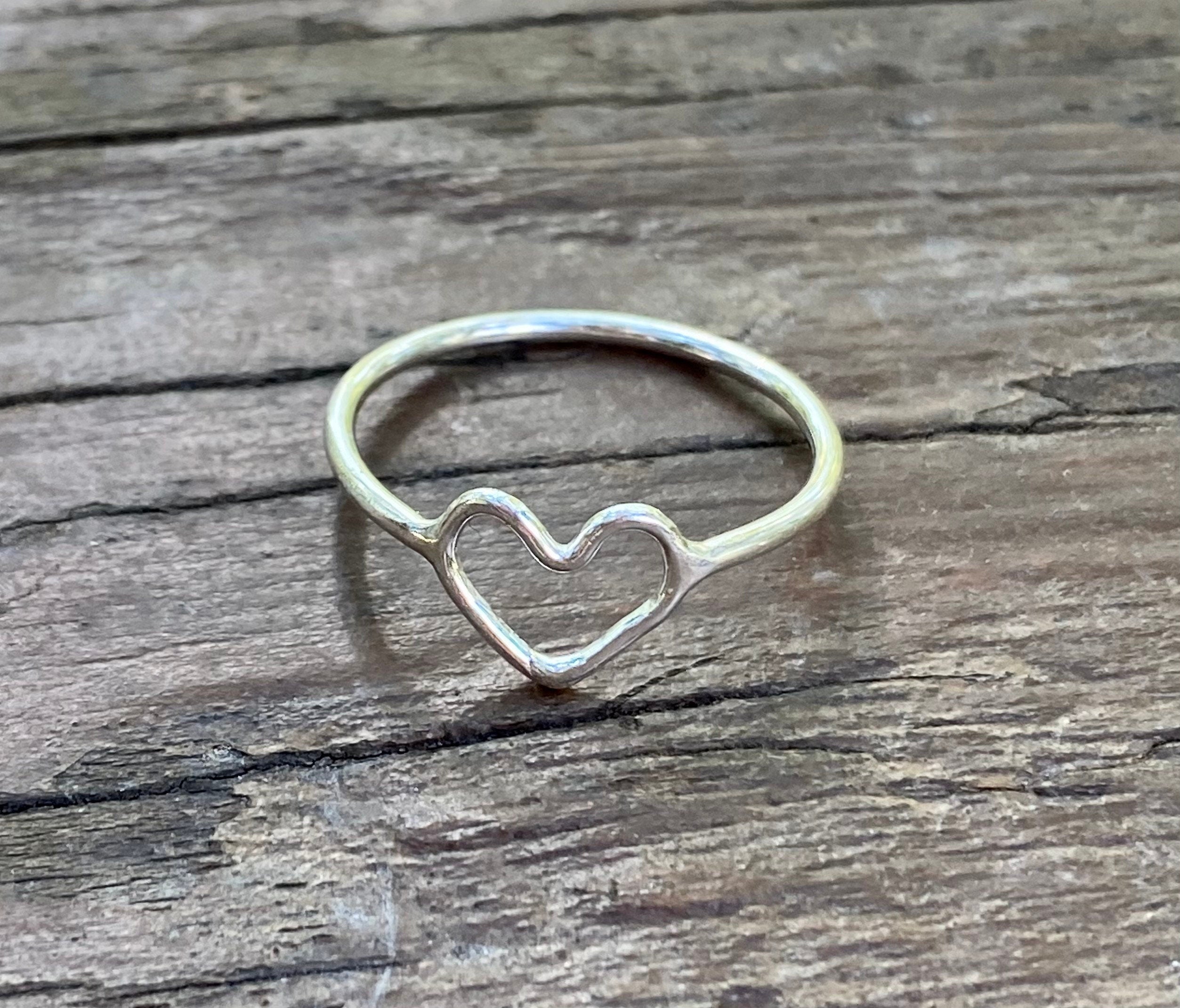 Open Heart Ring, Sterling Silver Heart Ring