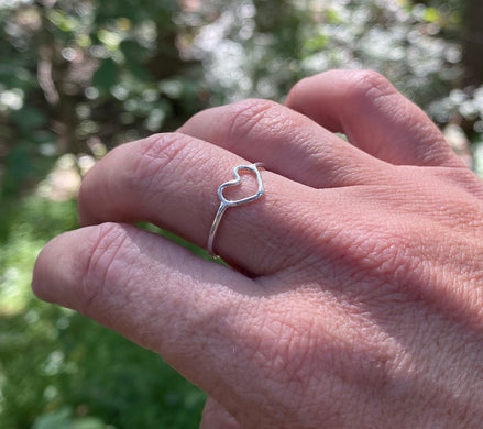 Open Heart Ring, Sterling Silver Heart Ring