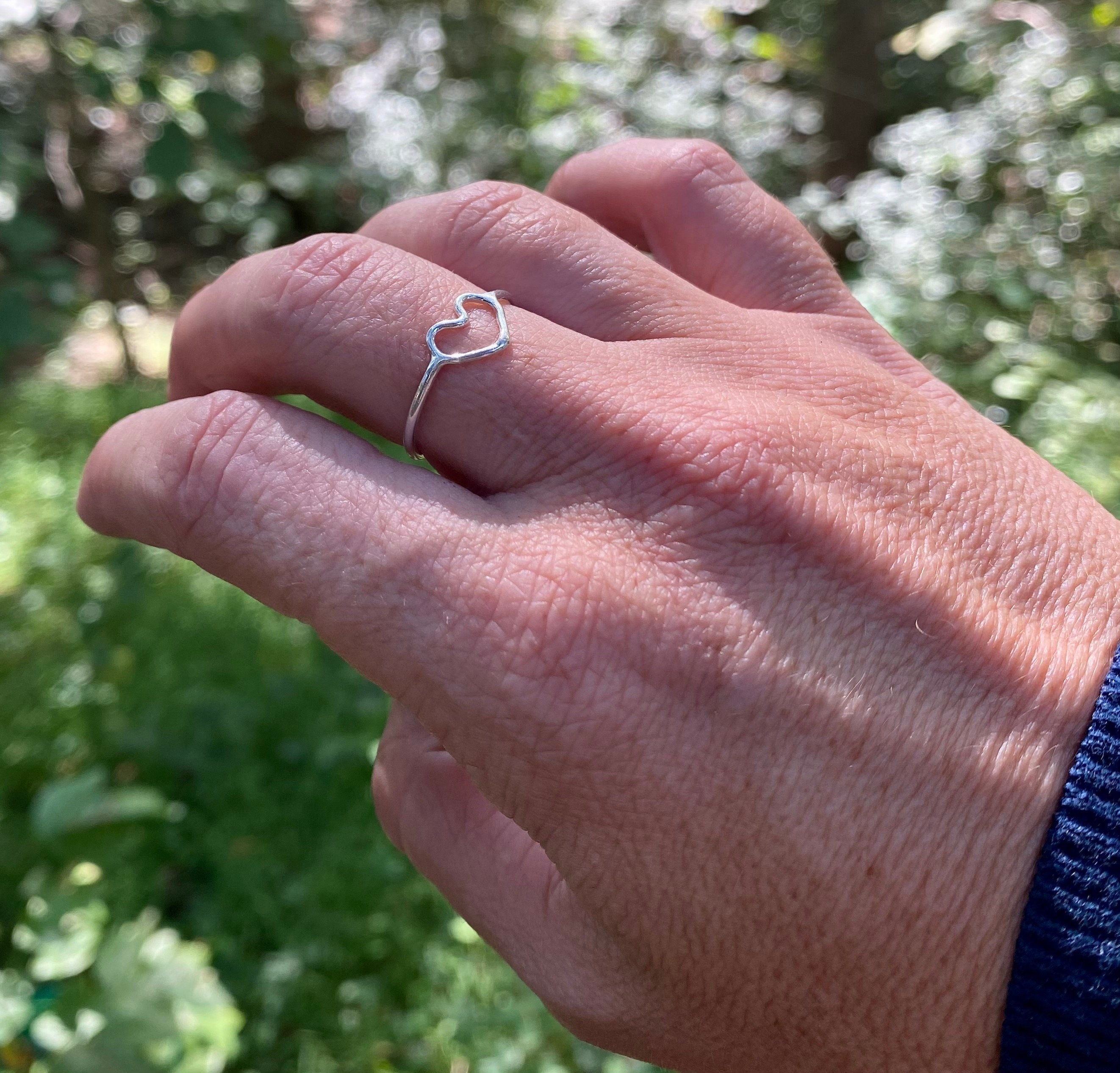 Open Heart Ring, Sterling Silver Heart Ring