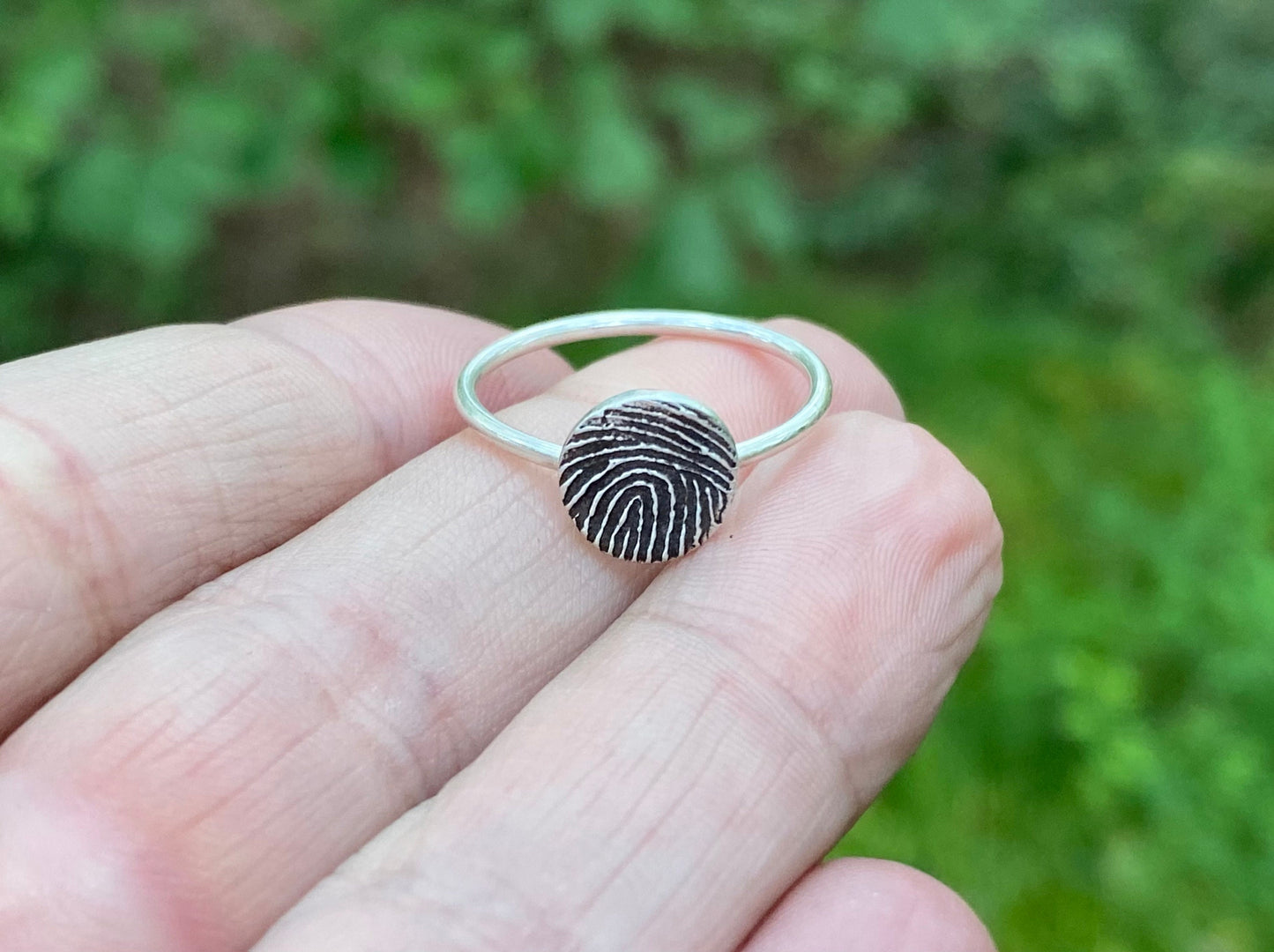 Small Fingerprint Ring in Solid Sterling Silver