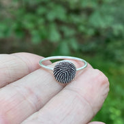 Small Fingerprint Ring in Solid Sterling Silver