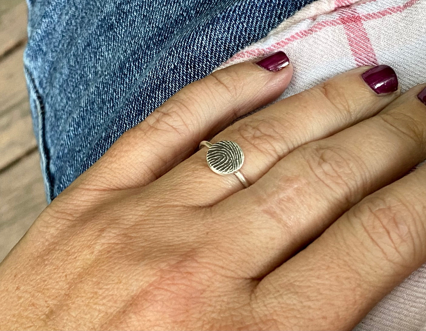 Small Fingerprint Ring in Solid Sterling Silver