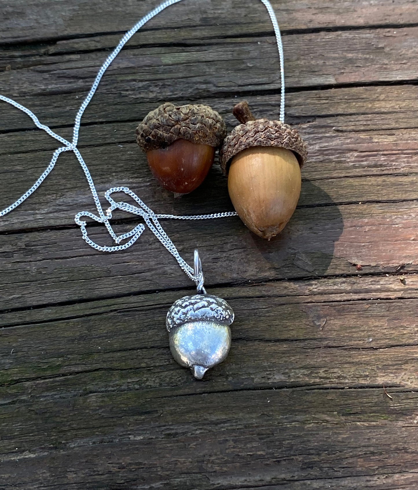 Acorn Necklace in Solid Sterling Silver