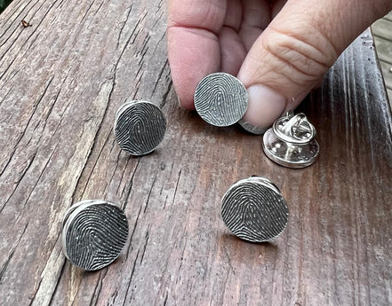 Fingerprint Lapel Pin in Sterling Silver