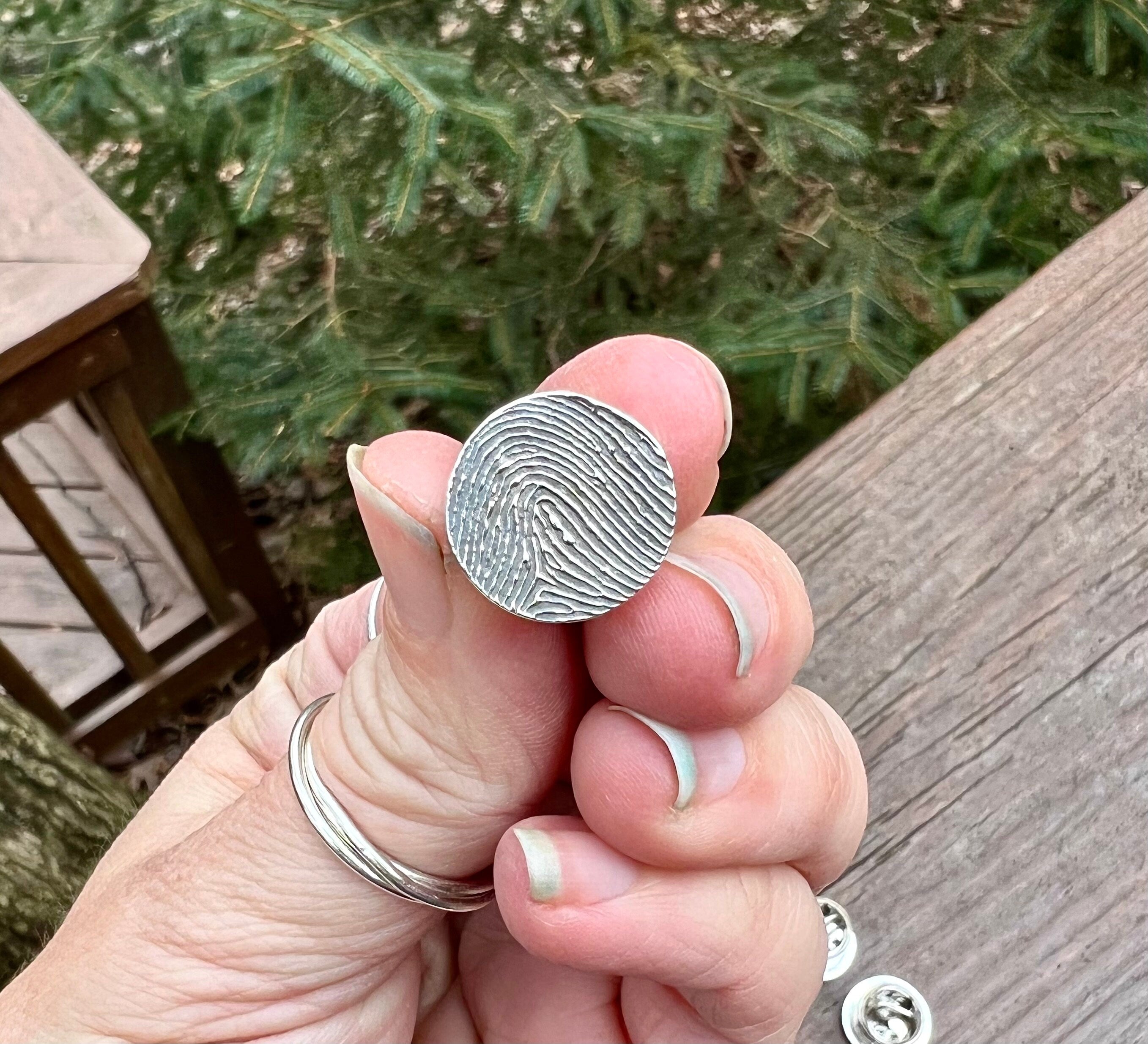 Fingerprint Lapel Pin in Sterling Silver