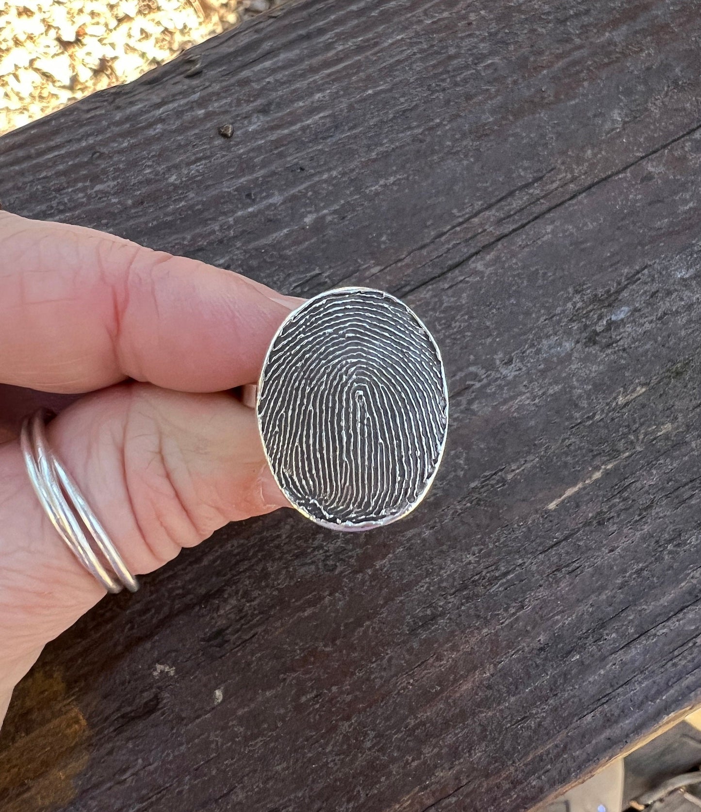 Full Fingerprint Solid Sterling Silver Ring