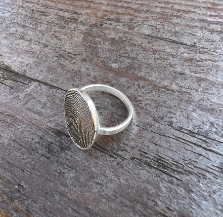 Full Fingerprint Solid Sterling Silver Ring