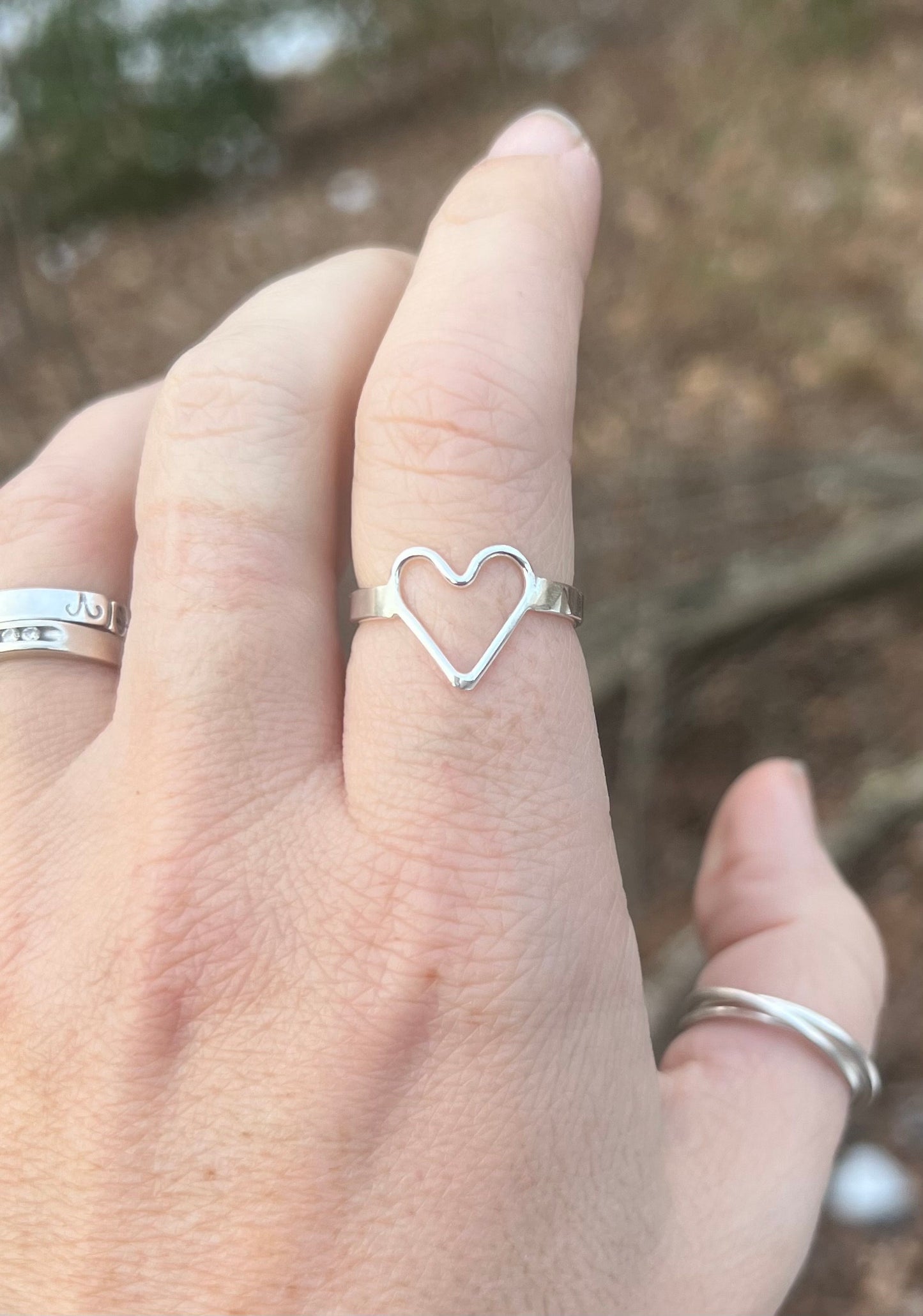 Open heart ring, Children's Name Ring, Solid Sterling Silver