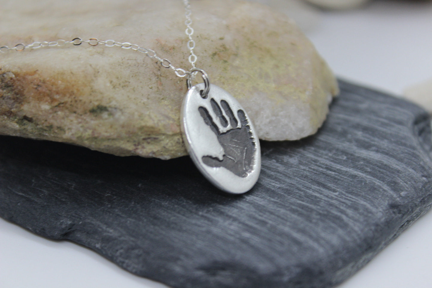 Single Hand Print Charm in Solid Sterling Silver