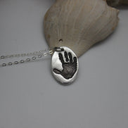 Single Hand Print Charm in Solid Sterling Silver