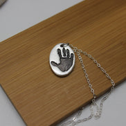 Single Hand Print Charm in Solid Sterling Silver