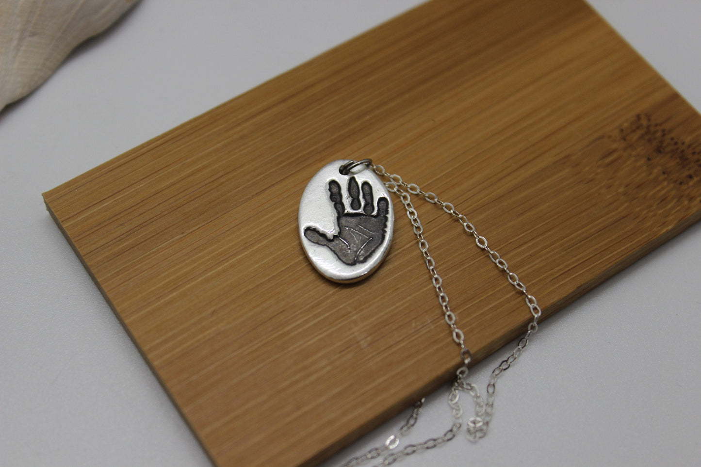 Single Hand Print Charm in Solid Sterling Silver