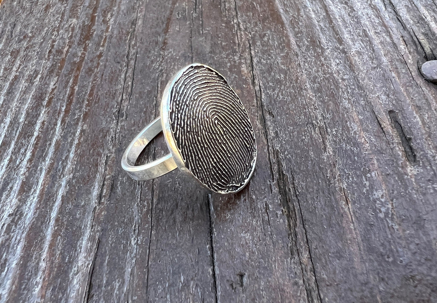 Full Fingerprint Solid Sterling Silver Ring