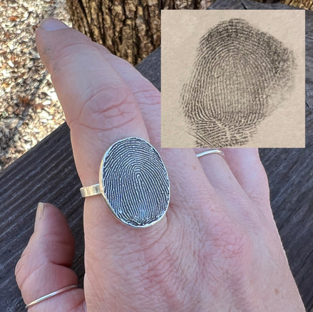 Full Fingerprint Solid Sterling Silver Ring
