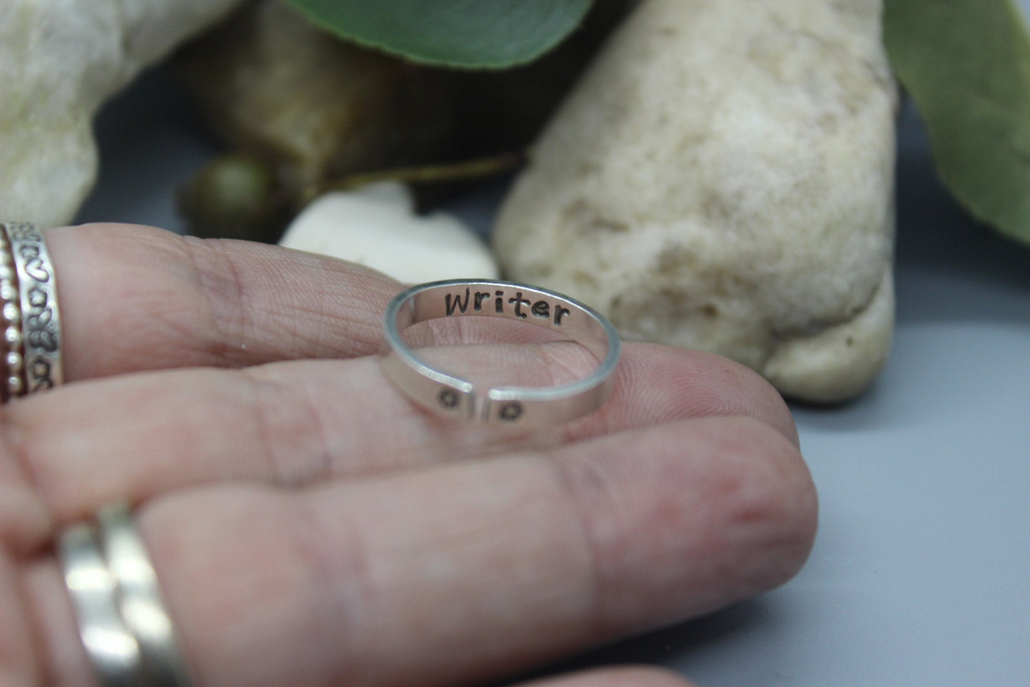 Solid Sterling Silver Writer Ring