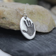 Single Hand Print Charm in Solid Sterling Silver