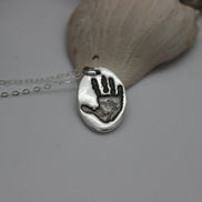 Single Hand Print Charm in Solid Sterling Silver