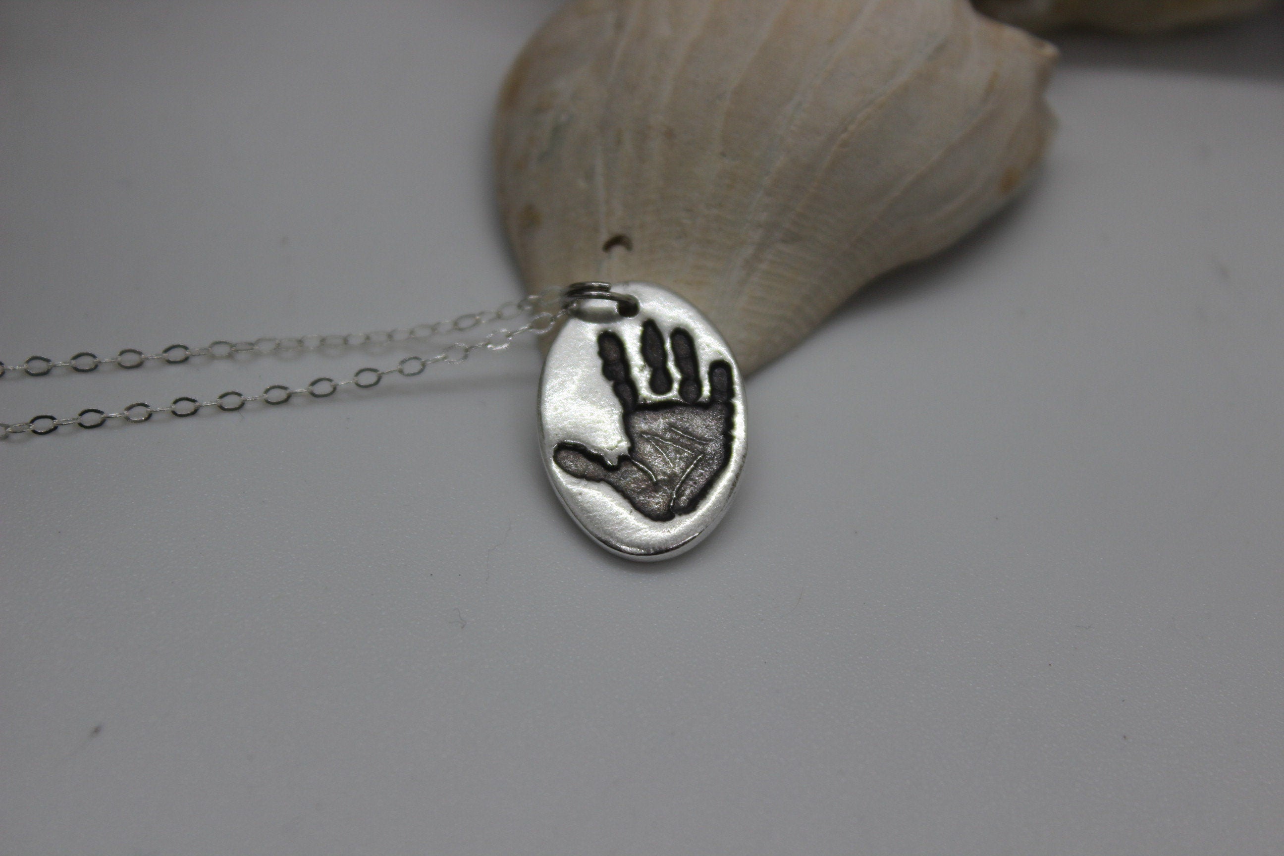 Single Hand Print Charm in Solid Sterling Silver