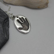 Single Hand Print Charm in Solid Sterling Silver