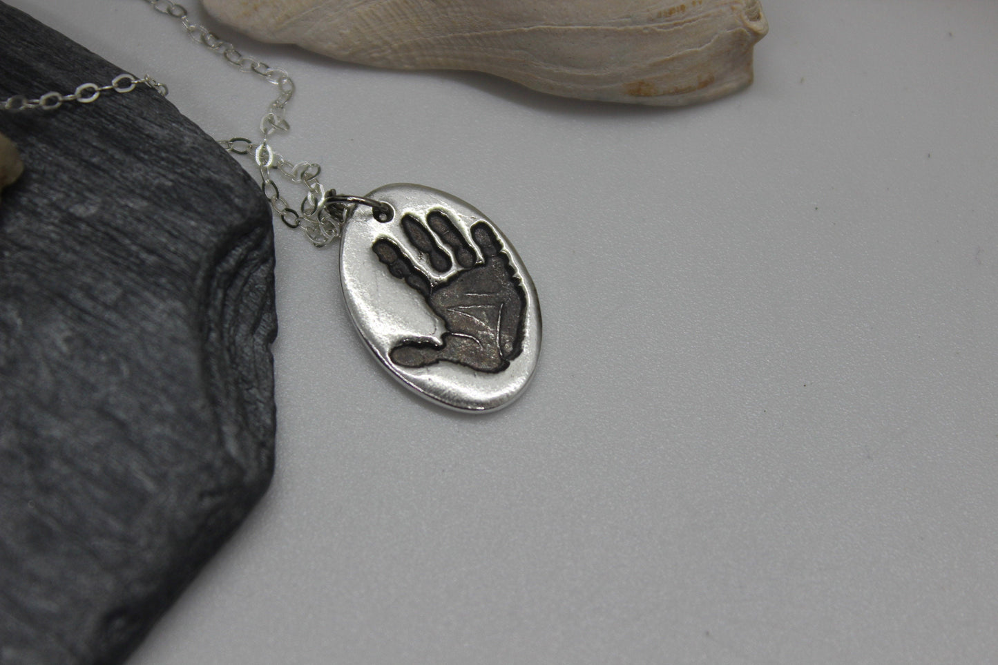 Single Hand Print Charm in Solid Sterling Silver