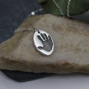 Single Hand Print Charm in Solid Sterling Silver