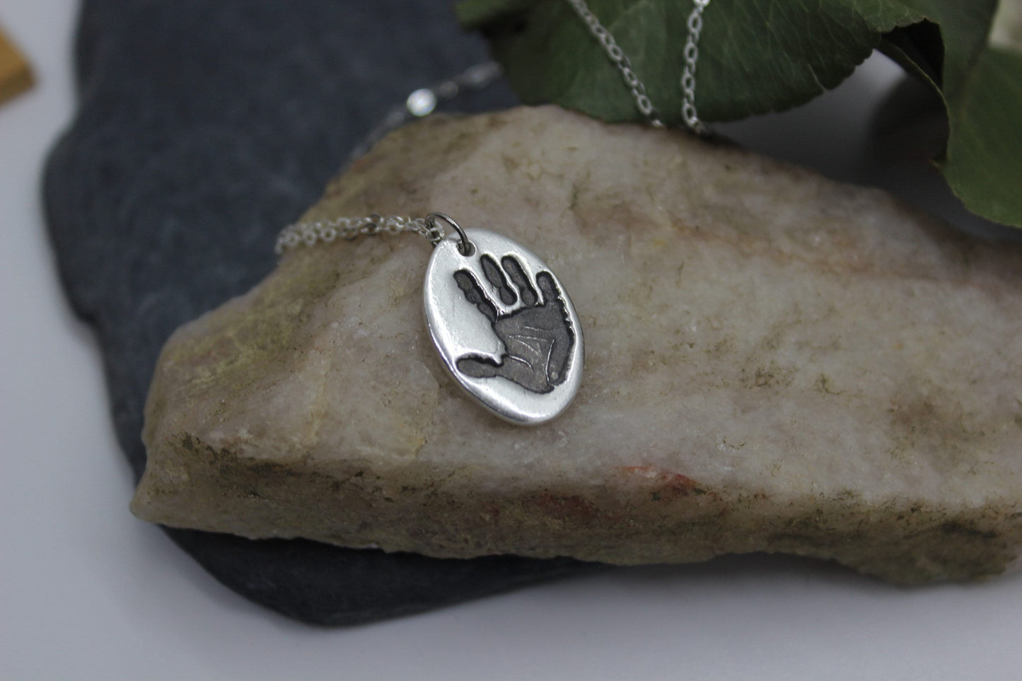 Single Hand Print Charm in Solid Sterling Silver