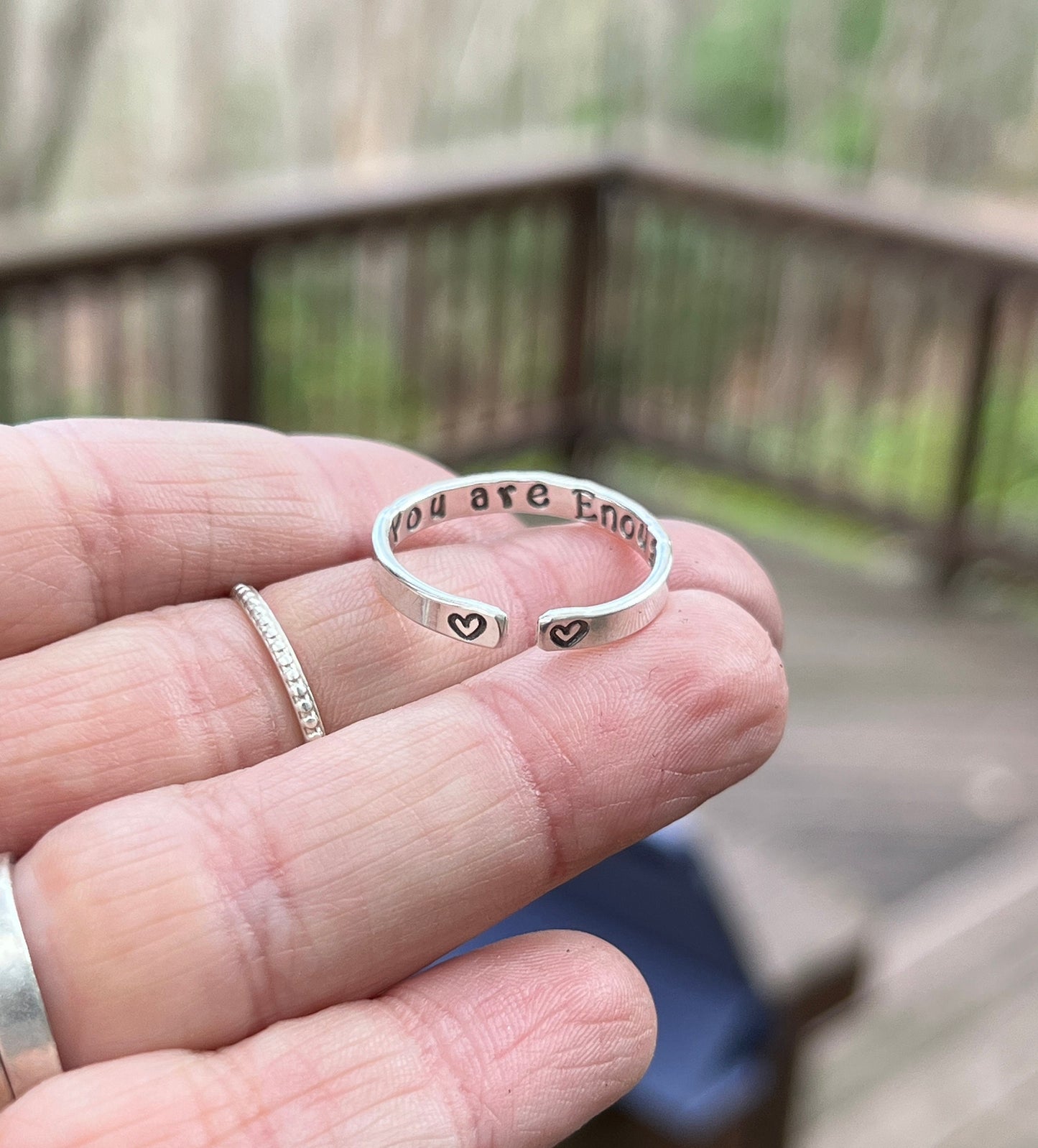 You are Enough Ring, Adjustable Sterling Silver