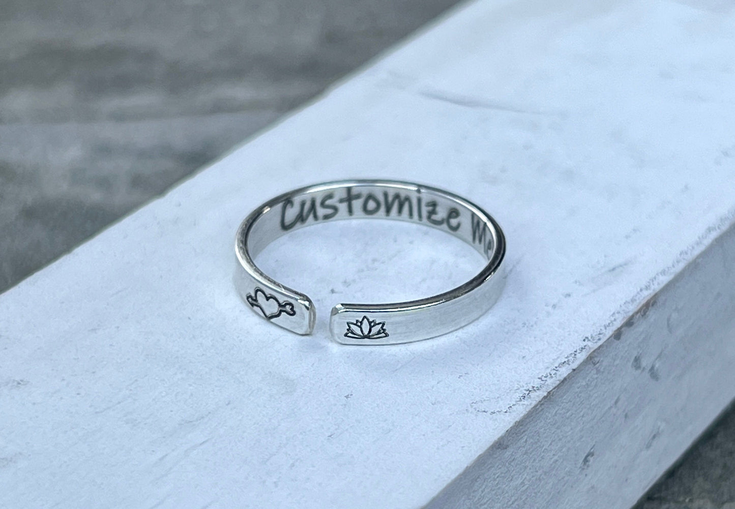 Customizable Sterling Silver Ring, Adjustable