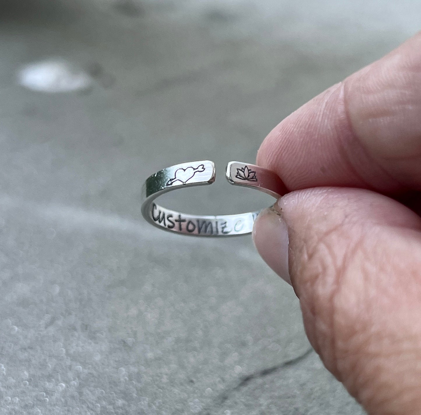Customizable Sterling Silver Ring, Adjustable