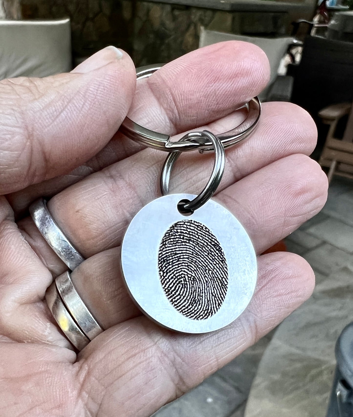 Fingerprint Keychain Engraved on Stainless Steel